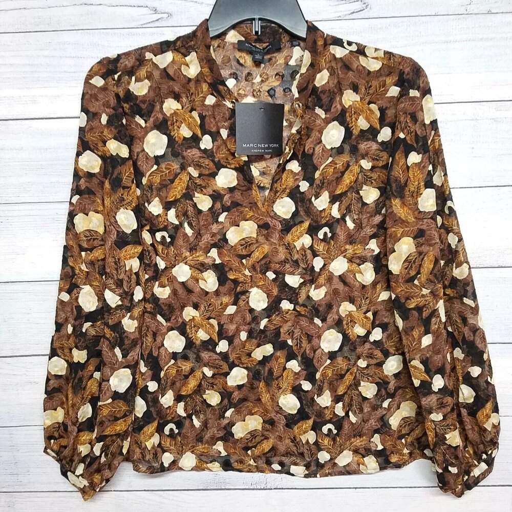 Marc New York Andrew Marc Long Sleeve Blouse Womens Size Large